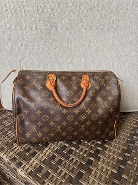 Louis Vuitton Monogram Speedy 35 Brown Canvas Vintage Bag